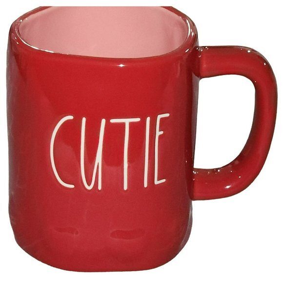 Rae‎ Dunn CUTIE Red Ceramic Coffee Mug Embossed Hearts Around The Bottom 16oz - Picture 14 of 14